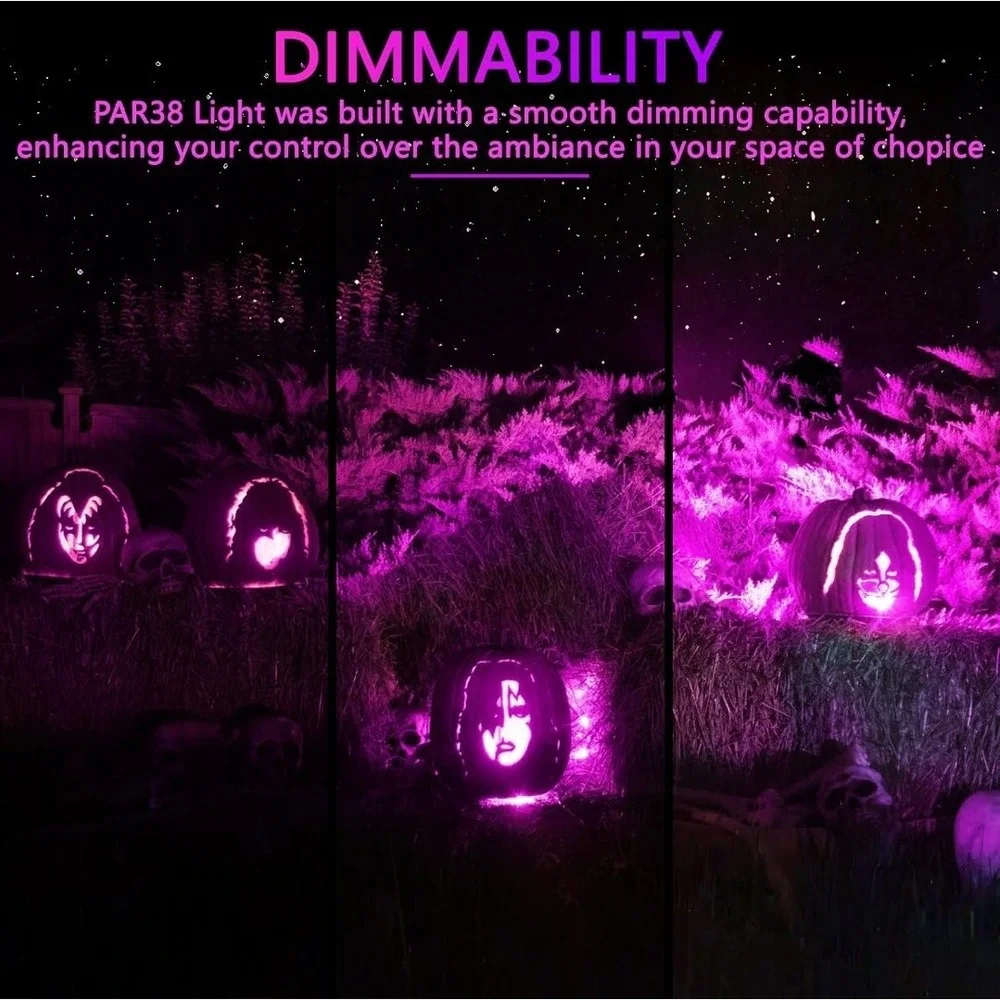 Pink‎ Flood Light PAR38 LED 4 Pack Dimmable E26 20W Christmas Halloween